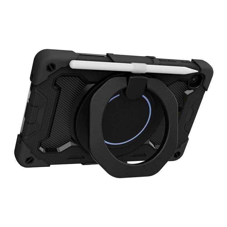 PC + Silicone Hybrid Protective Cover Four Corner Drop-proof 2-in-1 360-degree Rotary Kickstand Tablet Case for Samsung Galaxy Tab A7 Lite 8.7-inch SM-T225 - Black