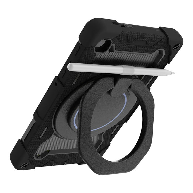 PC + Silicone Hybrid Protective Cover Four Corner Drop-proof 2-in-1 360-degree Rotary Kickstand Tablet Case for Samsung Galaxy Tab A7 Lite 8.7-inch SM-T225 - Black