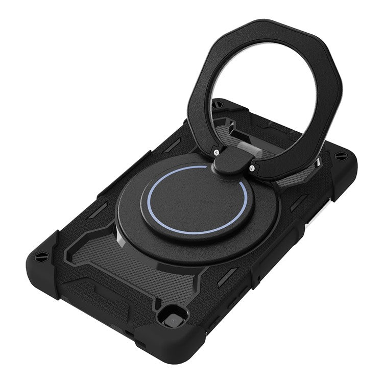 PC + Silicone Hybrid Protective Cover Four Corner Drop-proof 2-in-1 360-degree Rotary Kickstand Tablet Case for Samsung Galaxy Tab A7 Lite 8.7-inch SM-T225 - Black