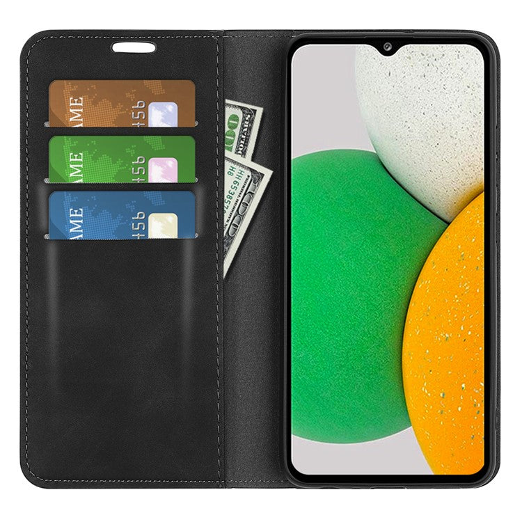 Flip Phone Case Skin-Touch PU Leather Folio Wallet Stand Auto Magnetic Closed Phone Cover for Samsung Galaxy A03 Core - Black