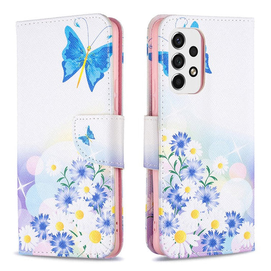 Pattern Printing PU Leather Folio Flip Adjustable Viewing Stand Wallet Cover Phone Case Shell for Samsung Galaxy A53 5G - Butterfly and Flowers