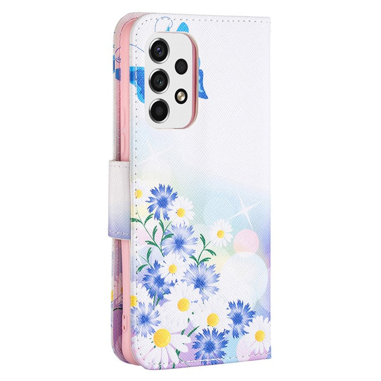Pattern Printing PU Leather Folio Flip Adjustable Viewing Stand Wallet Cover Phone Case Shell for Samsung Galaxy A53 5G - Butterfly and Flowers
