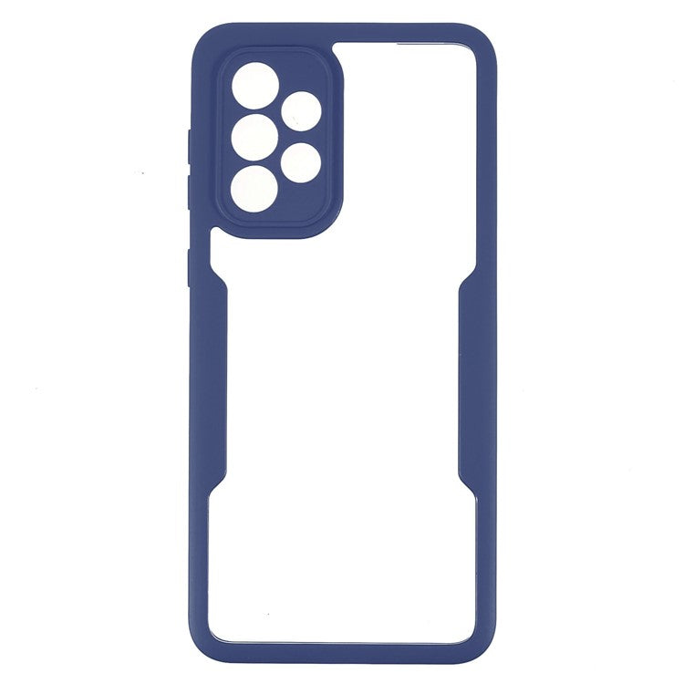 PET Screen Protector + Acrylic Back Panel + TPU Frame 360-degree Protection Drop-proof Case for Samsung Galaxy A33 5G - Navy Blue