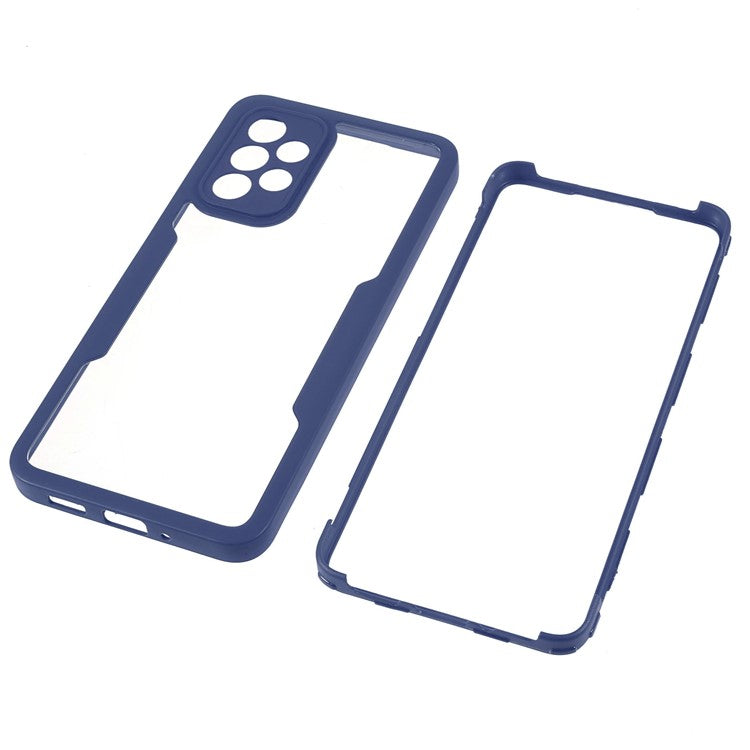 PET Screen Protector + Acrylic Back Panel + TPU Frame 360-degree Protection Drop-proof Case for Samsung Galaxy A33 5G - Navy Blue