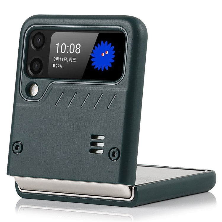 Matte Finish Hard PC Flipping Phone Case Protector with Kickstand for Samsung Galaxy Z Flip3 5G - Green