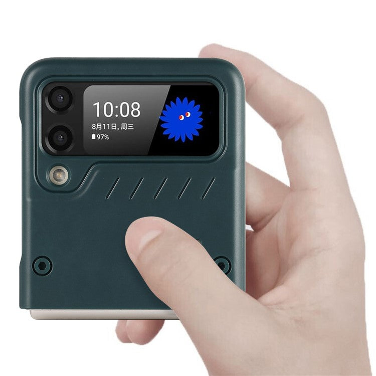 Matte Finish Hard PC Flipping Phone Case Protector with Kickstand for Samsung Galaxy Z Flip3 5G - Green