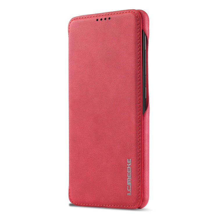 LC.IMEEKE Foldable Stand PU Leather Folio Flip Phone Case Cover with Card Slot for Samsung Galaxy A53 5G - Red