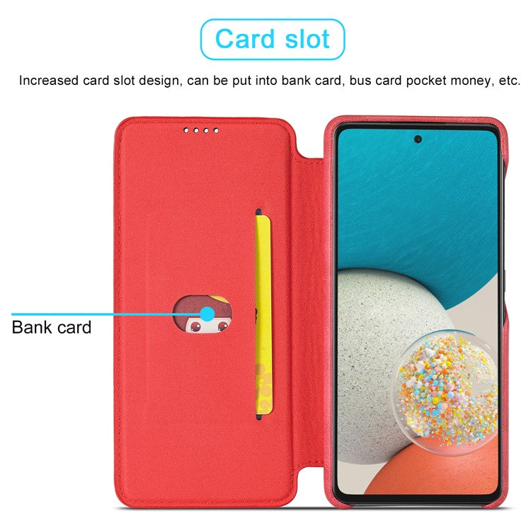 LC.IMEEKE Foldable Stand PU Leather Folio Flip Phone Case Cover with Card Slot for Samsung Galaxy A53 5G - Red