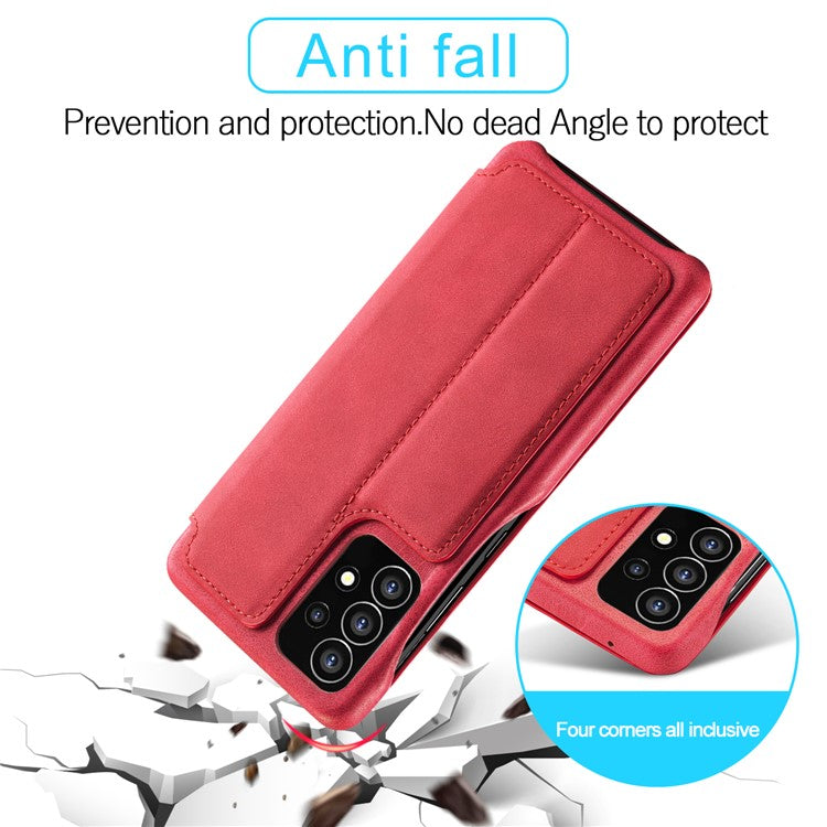 LC.IMEEKE Foldable Stand PU Leather Folio Flip Phone Case Cover with Card Slot for Samsung Galaxy A53 5G - Red