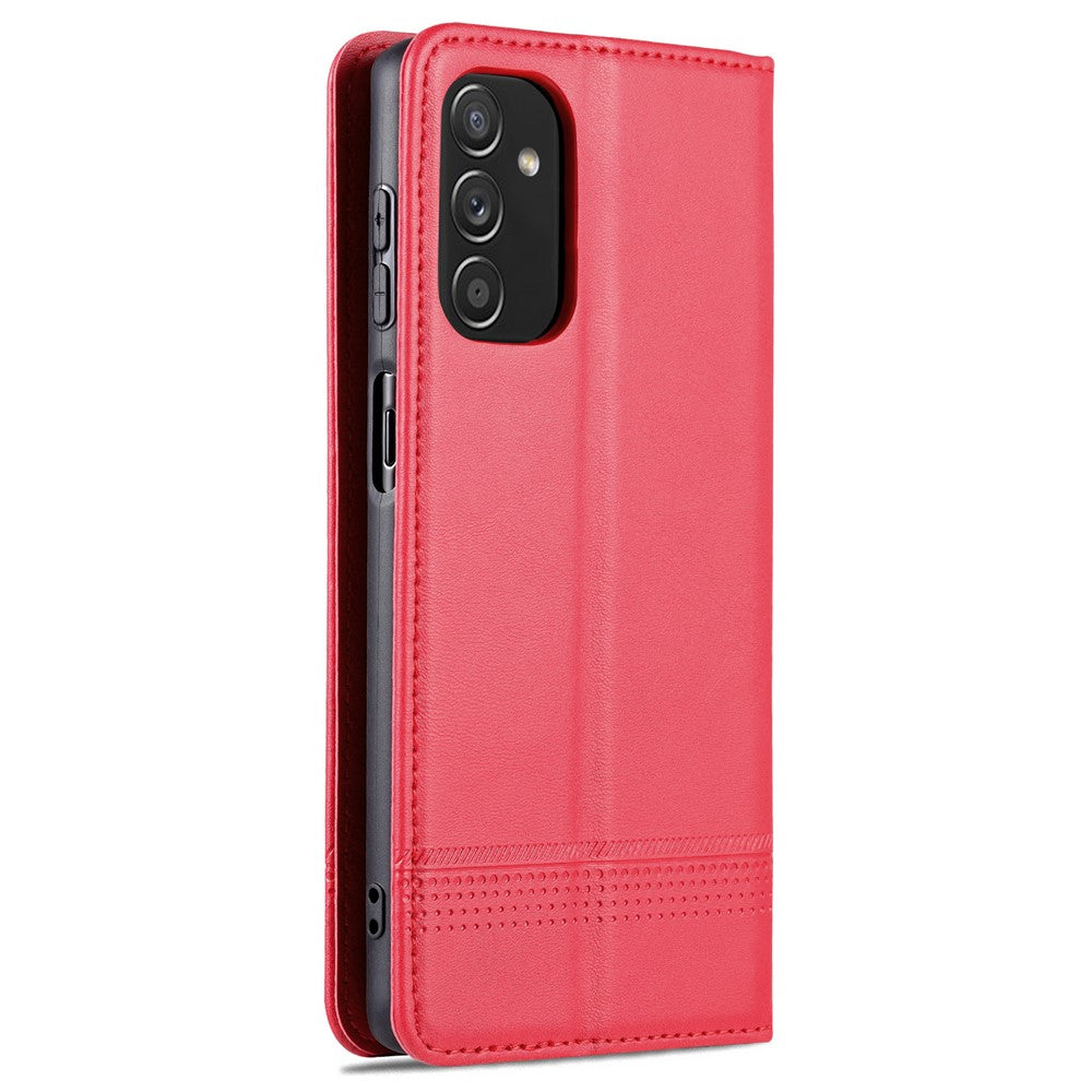 AZNS Magnetic Absorption PU Leather Flip Cover Stand Full Protection Wallet Phone Case for Samsung Galaxy M52 5G - Red