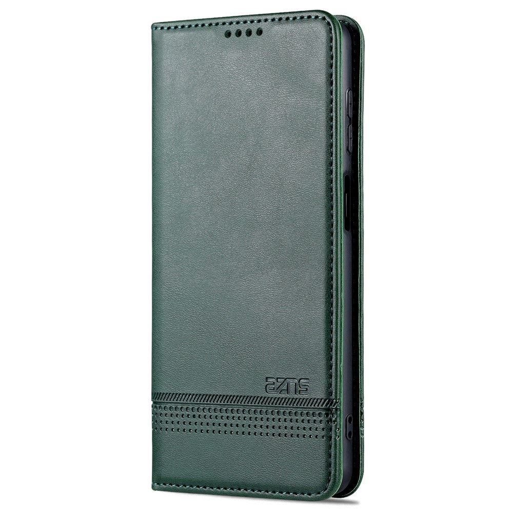 AZNS Magnetic Absorption PU Leather Flip Cover Stand Full Protection Wallet Phone Case for Samsung Galaxy M52 5G - Green