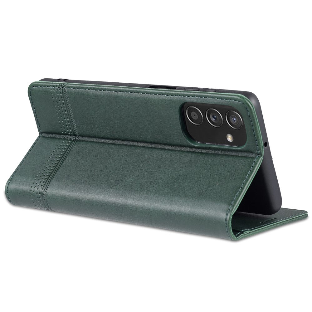 AZNS Magnetic Absorption PU Leather Flip Cover Stand Full Protection Wallet Phone Case for Samsung Galaxy M52 5G - Green