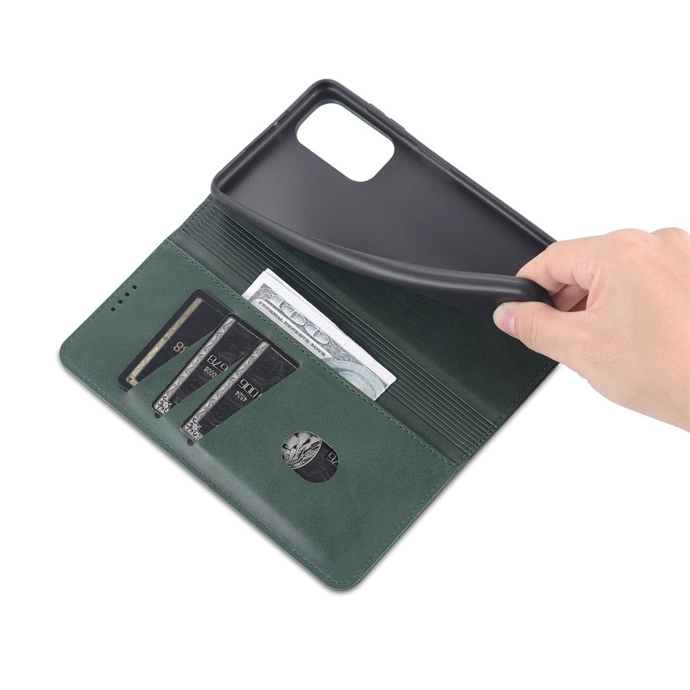 AZNS Magnetic Absorption PU Leather Flip Cover Stand Full Protection Wallet Phone Case for Samsung Galaxy M52 5G - Green