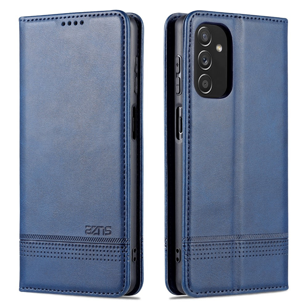 AZNS Magnetic Absorption PU Leather Flip Cover Stand Full Protection Wallet Phone Case for Samsung Galaxy M52 5G - Blue