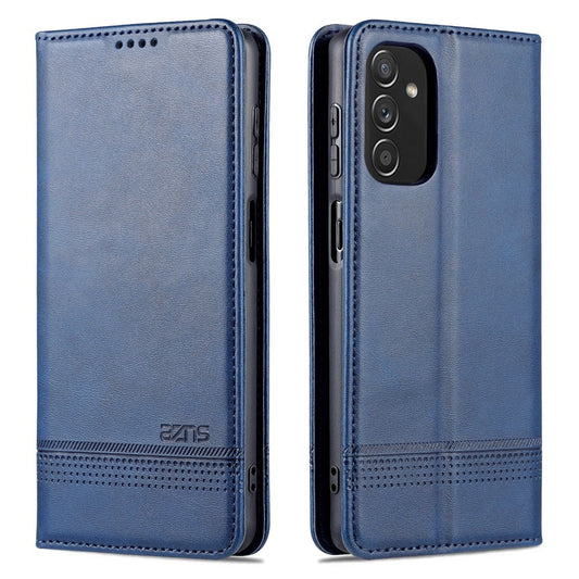 AZNS Magnetic Absorption PU Leather Flip Cover Stand Full Protection Wallet Phone Case for Samsung Galaxy M52 5G - Blue