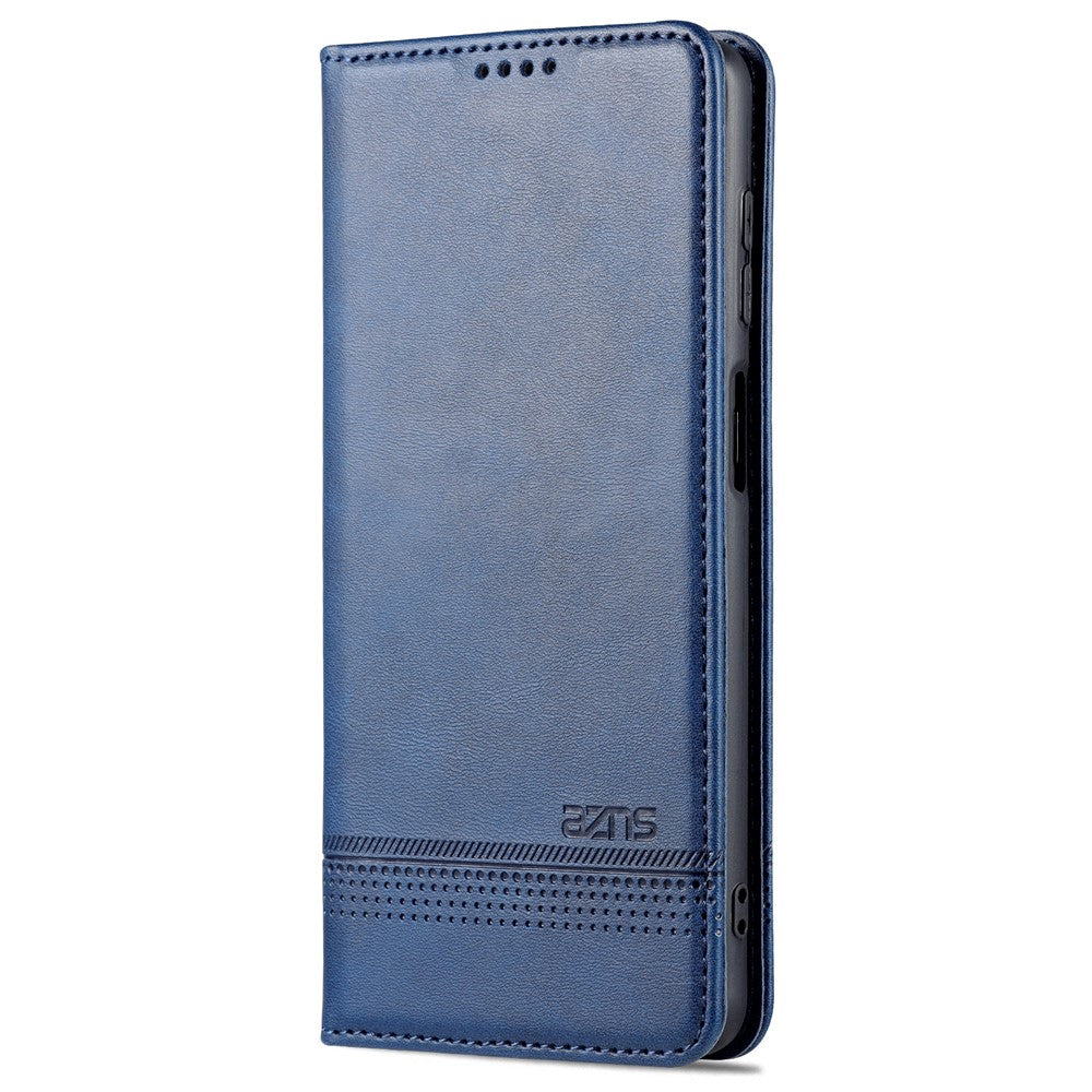 AZNS Magnetic Absorption PU Leather Flip Cover Stand Full Protection Wallet Phone Case for Samsung Galaxy M52 5G - Blue