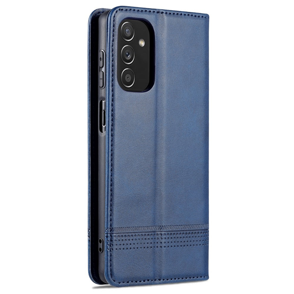 AZNS Magnetic Absorption PU Leather Flip Cover Stand Full Protection Wallet Phone Case for Samsung Galaxy M52 5G - Blue