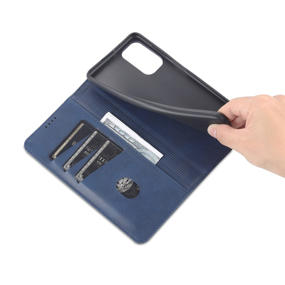 AZNS Magnetic Absorption PU Leather Flip Cover Stand Full Protection Wallet Phone Case for Samsung Galaxy M52 5G - Blue