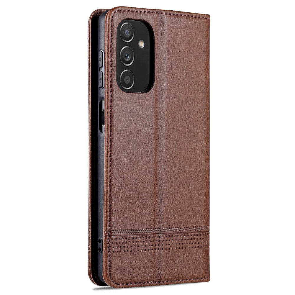 AZNS Magnetic Absorption PU Leather Flip Cover Stand Full Protection Wallet Phone Case for Samsung Galaxy M52 5G - Coffee