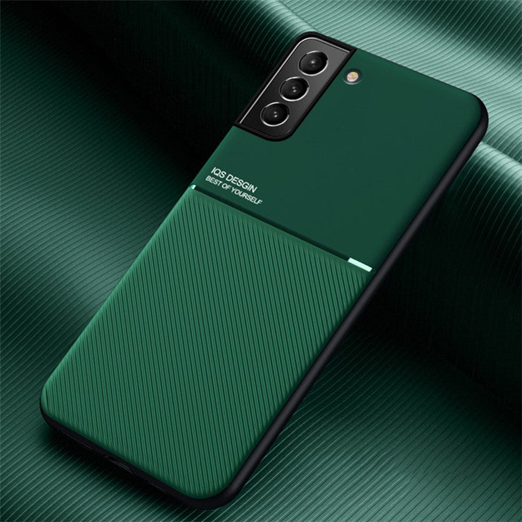 Built-in Magnetic Metal Sheet Mobile Phone Case TPU + PU Leather Shockproof Mobile Phone Covering for Samsung Galaxy S22+ 5G - Green