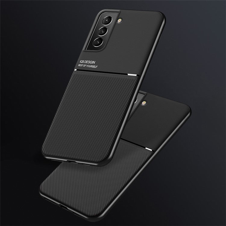Built-in Magnetic Metal Sheet Mobile Phone Case TPU + PU Leather Shockproof Mobile Phone Covering for Samsung Galaxy S22+ 5G - Green
