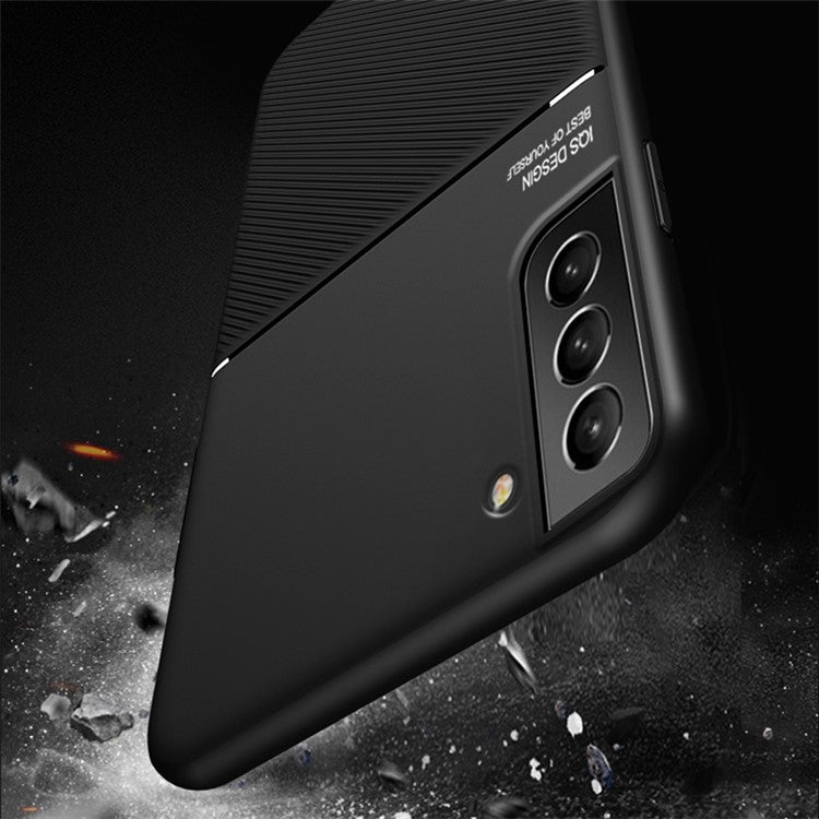Built-in Magnetic Metal Sheet Mobile Phone Case TPU + PU Leather Shockproof Mobile Phone Covering for Samsung Galaxy S22+ 5G - Green