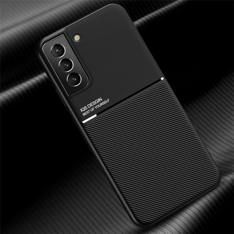 Built-in Magnetic Metal Sheet Mobile Phone Case TPU + PU Leather Shockproof Mobile Phone Covering for Samsung Galaxy S22+ 5G - Green