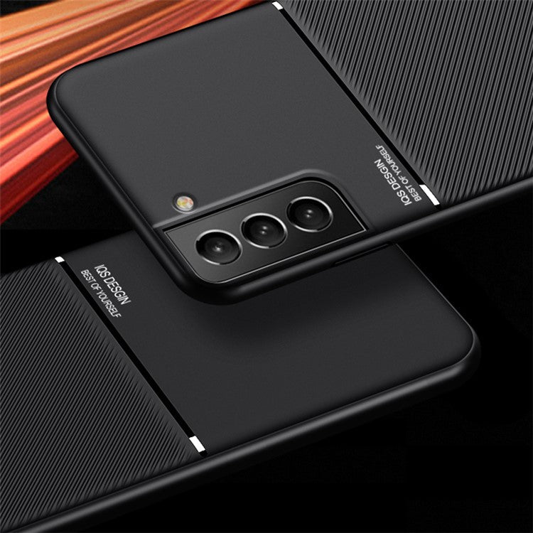 Built-in Magnetic Metal Sheet Mobile Phone Case TPU + PU Leather Shockproof Mobile Phone Covering for Samsung Galaxy S22+ 5G - Green