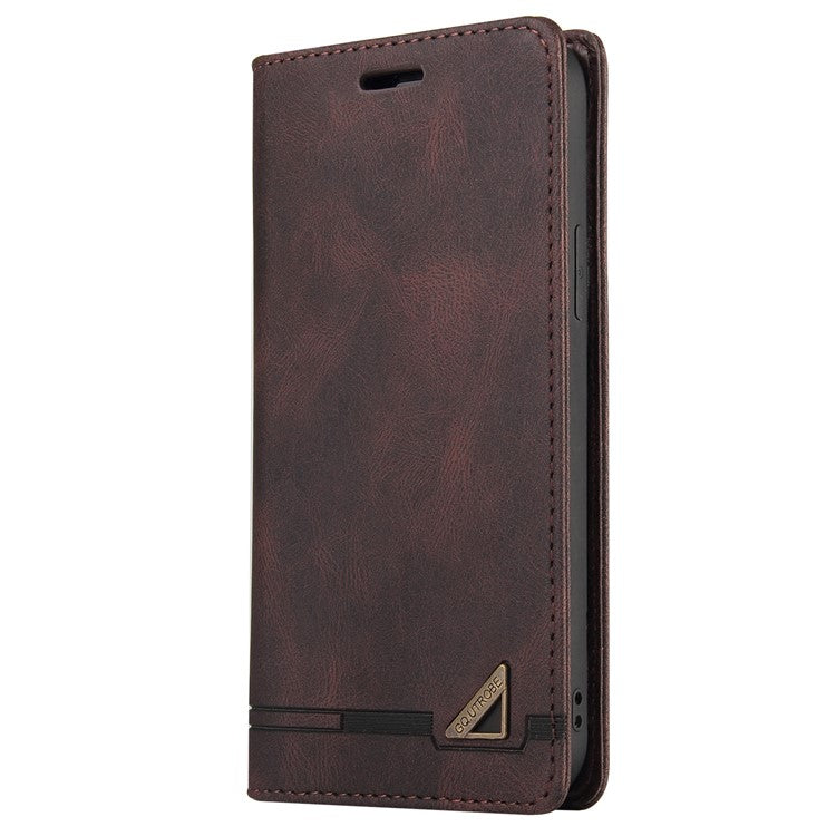 GQ.UTROBE 008 Series Stand Wallet Function RFID Blocking Anti-swiping Phone Case Skin Touch PU Leather Magnetic Auto-absorbed Cover for Samsung Galaxy A33 5G - Coffee