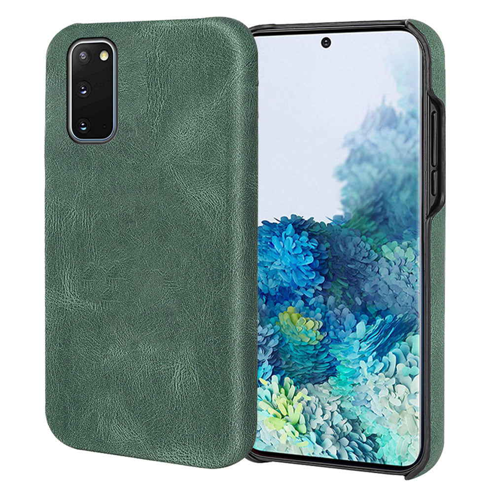 PU Leather Coated Hard PC Shockproof Non-Slip Grip Protective Back Cover for Samsung Galaxy S20 4G/S20 5G - Green