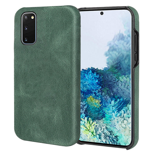 PU Leather Coated Hard PC Shockproof Non-Slip Grip Protective Back Cover for Samsung Galaxy S20 4G/S20 5G - Green