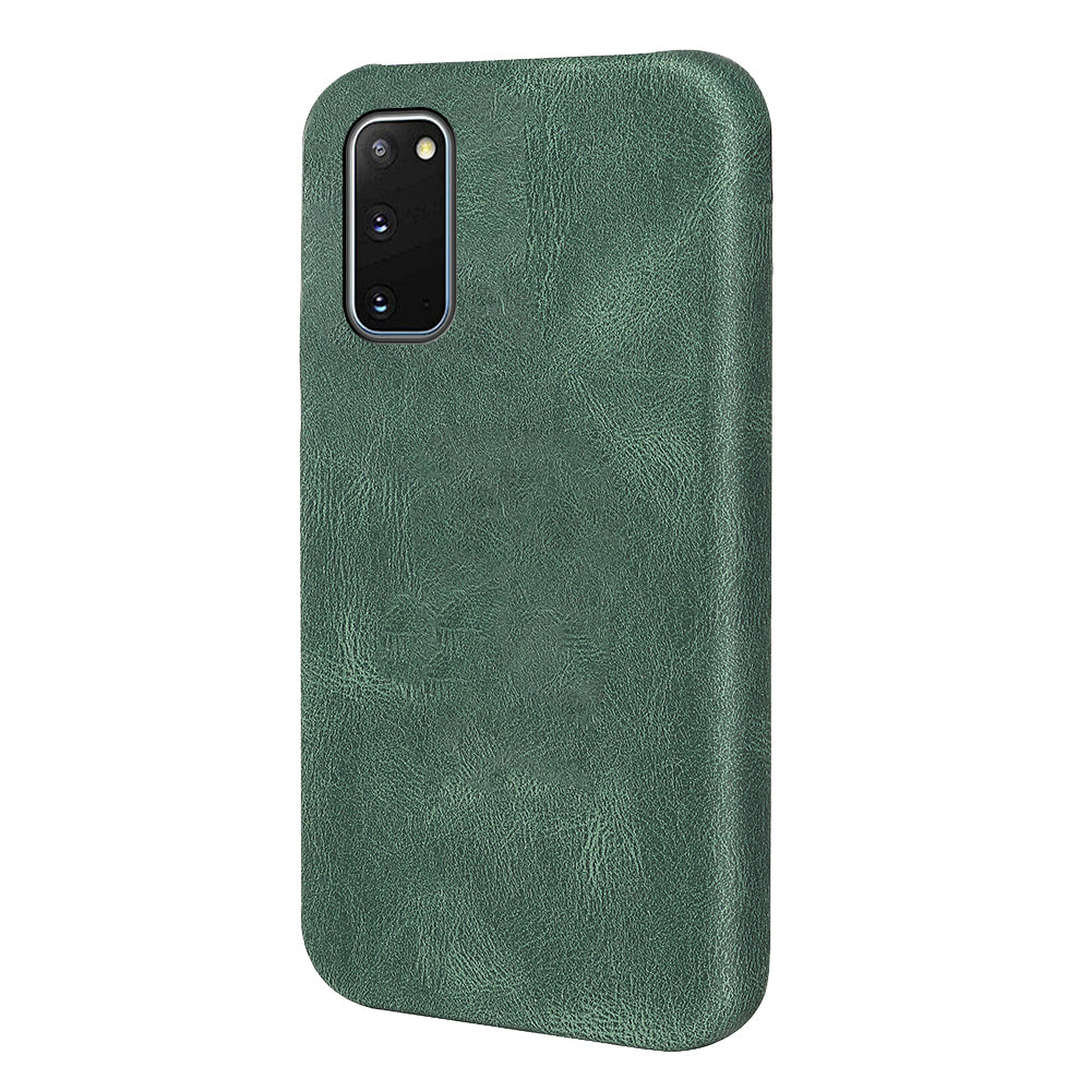PU Leather Coated Hard PC Shockproof Non-Slip Grip Protective Back Cover for Samsung Galaxy S20 4G/S20 5G - Green