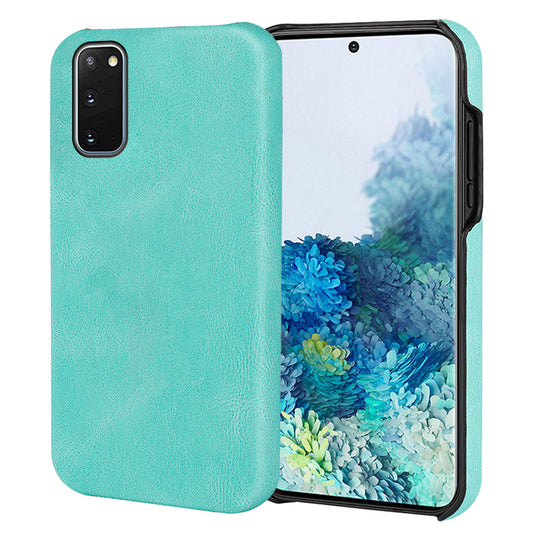 PU Leather Coated Hard PC Shockproof Non-Slip Grip Protective Back Cover for Samsung Galaxy S20 4G/S20 5G - Matcha Green