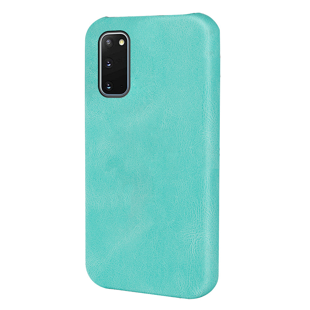 PU Leather Coated Hard PC Shockproof Non-Slip Grip Protective Back Cover for Samsung Galaxy S20 4G/S20 5G - Matcha Green