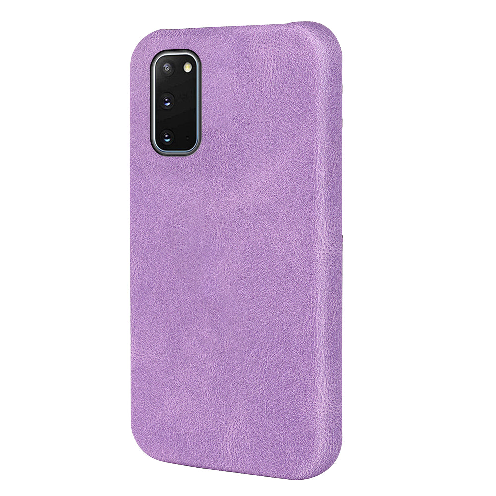 PU Leather Coated Hard PC Shockproof Non-Slip Grip Protective Back Cover for Samsung Galaxy S20 4G/S20 5G - Purple