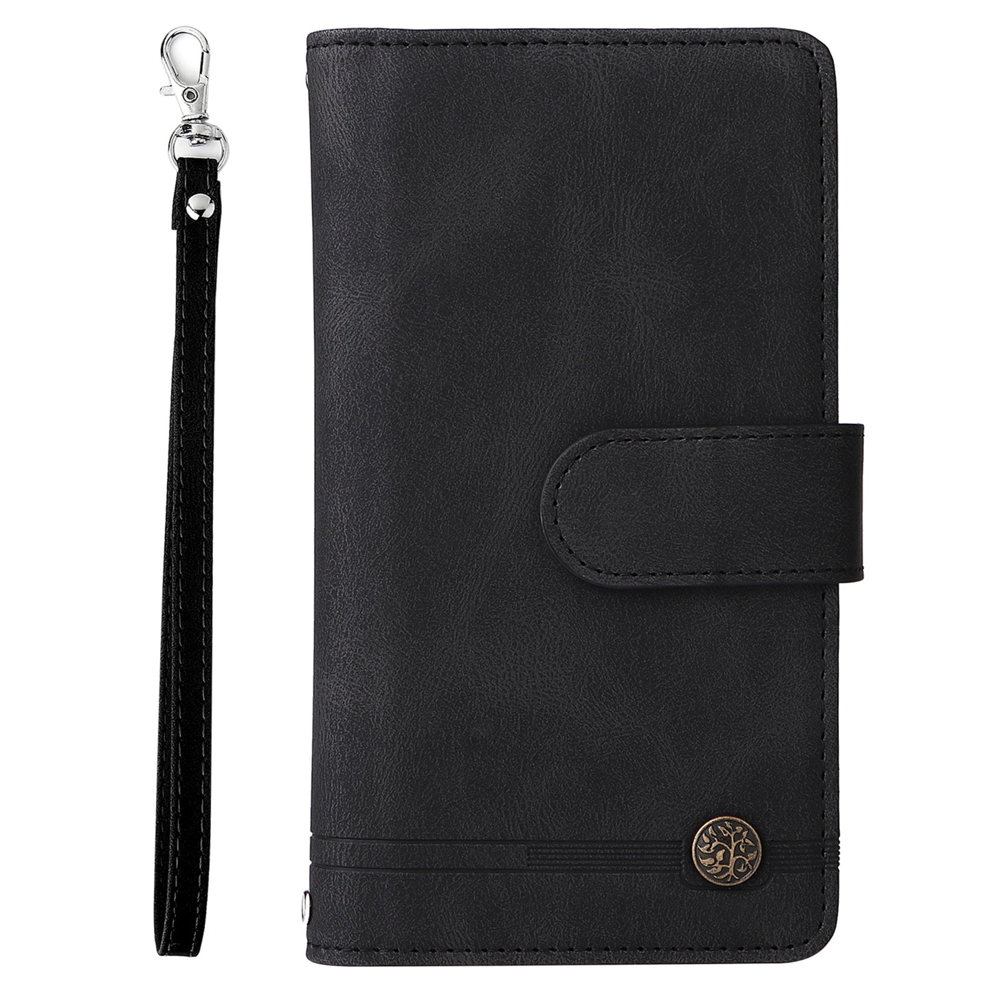 Full Protection Stripes Imprinted Skin-touch Wallet Stand Leather Cover Card Slots Phone Case with Zipper Pocket for Samsung Galaxy S20 FE 2022/S20 FE/S20 FE 5G/S20 Lite - Black