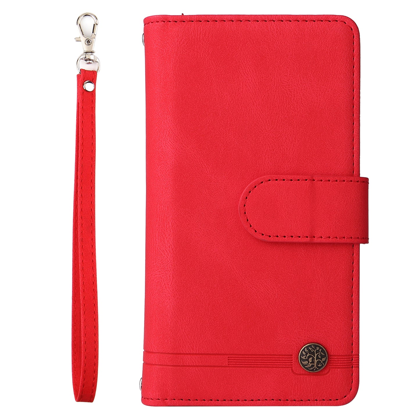 Full Protection Stripes Imprinted Skin-touch Wallet Stand Leather Cover Card Slots Phone Case with Zipper Pocket for Samsung Galaxy S20 FE 2022/S20 FE/S20 FE 5G/S20 Lite - Red