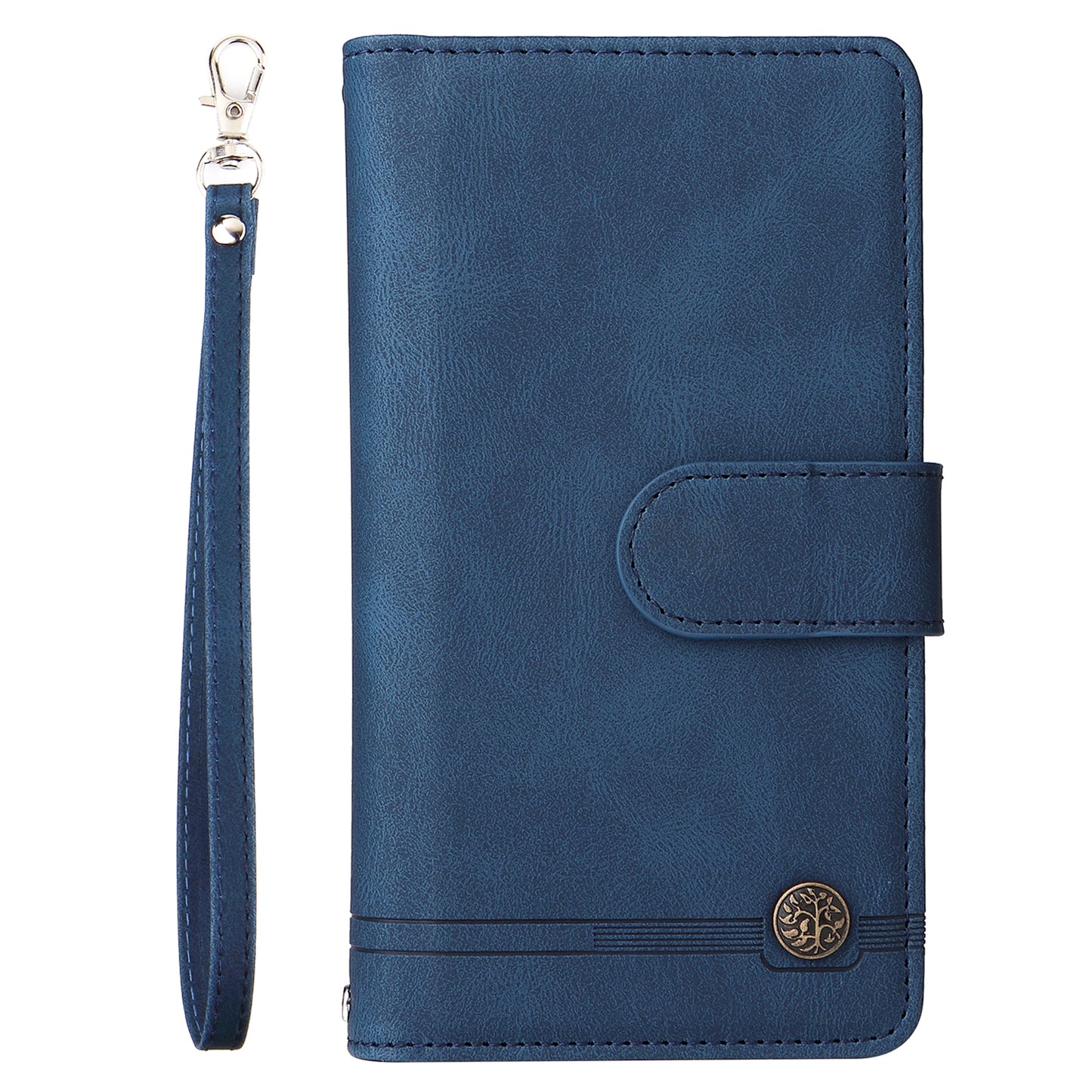 Full Protection Stripes Imprinted Skin-touch Wallet Stand Leather Cover Card Slots Phone Case with Zipper Pocket for Samsung Galaxy S20 FE 2022/S20 FE/S20 FE 5G/S20 Lite - Blue