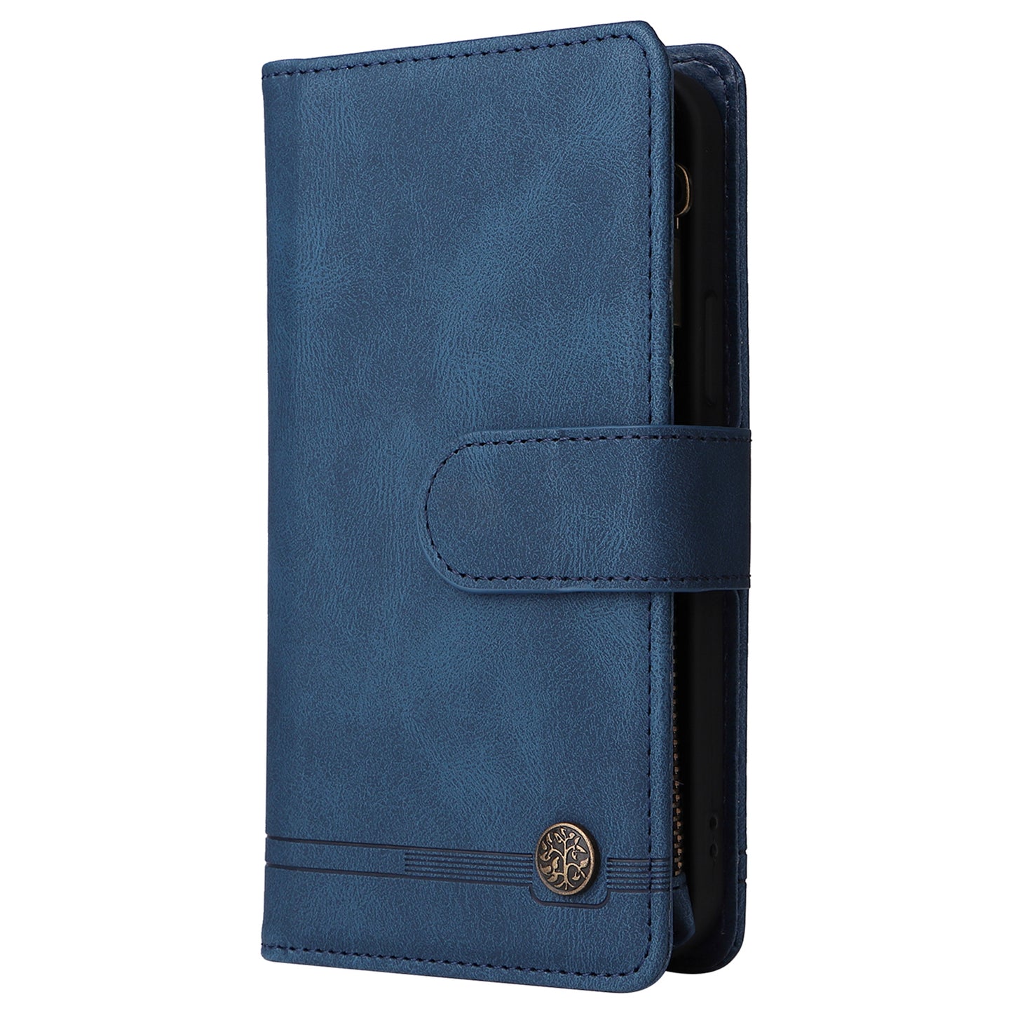 Full Protection Stripes Imprinted Skin-touch Wallet Stand Leather Cover Card Slots Phone Case with Zipper Pocket for Samsung Galaxy S20 FE 2022/S20 FE/S20 FE 5G/S20 Lite - Blue