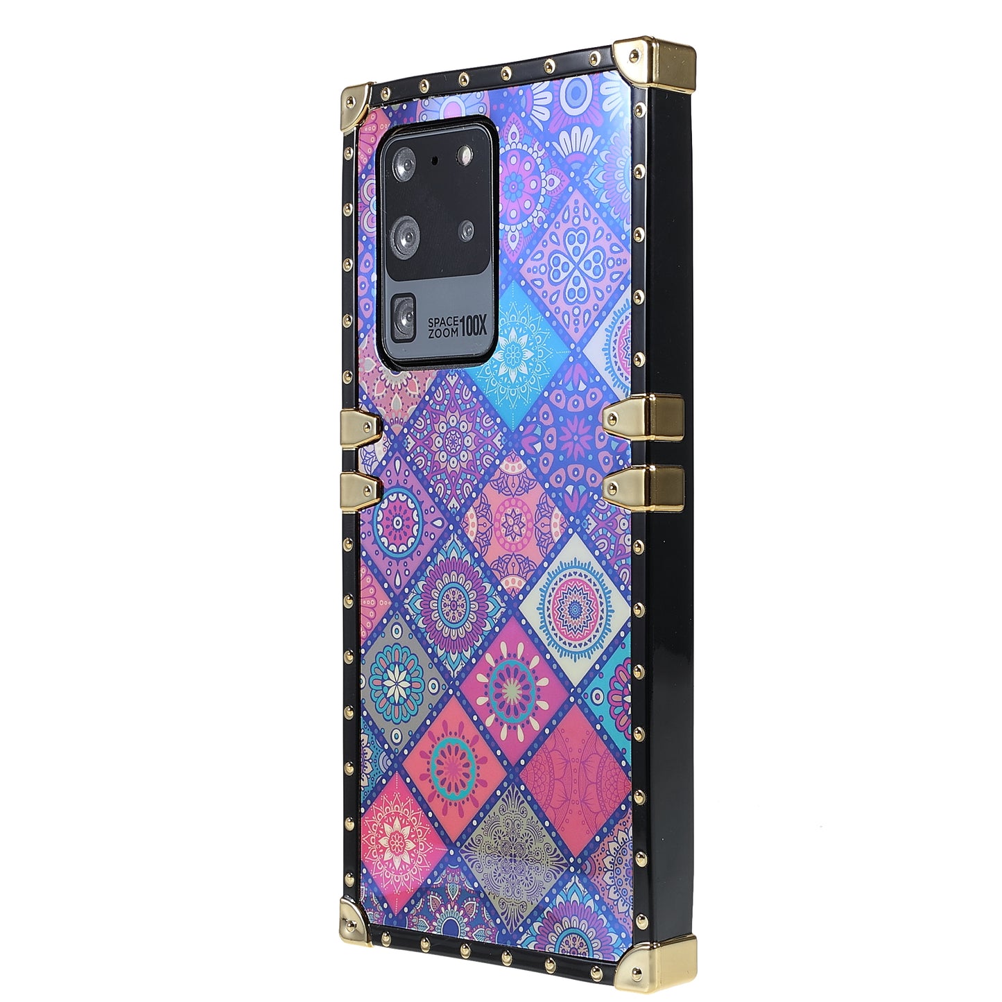 For Samsung Galaxy S20 Ultra Glossy Square Flexible TPU Phone Cover Electroplating Ethnic Style Pattern Printing Mobile Case - National Style