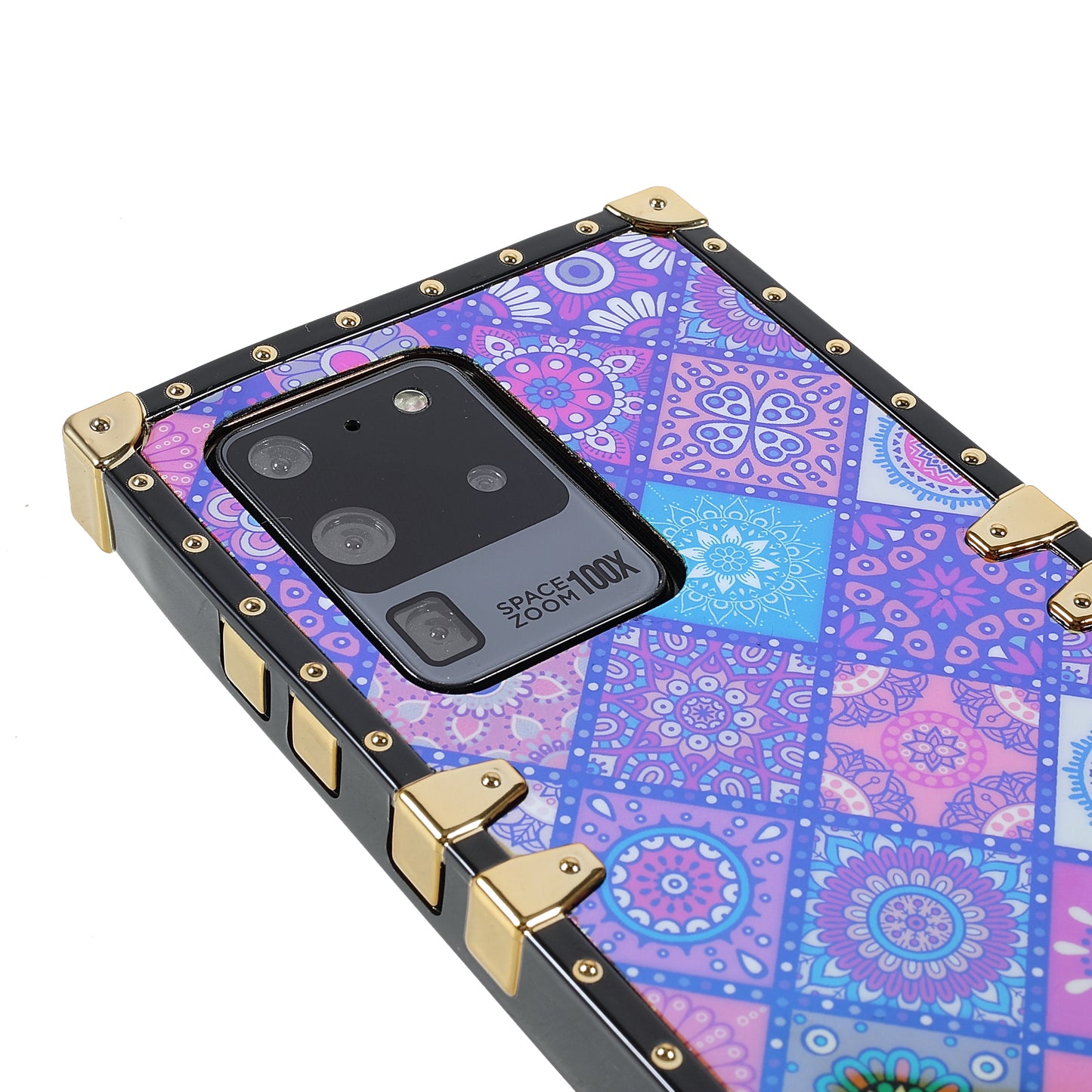 For Samsung Galaxy S20 Ultra Glossy Square Flexible TPU Phone Cover Electroplating Ethnic Style Pattern Printing Mobile Case - National Style