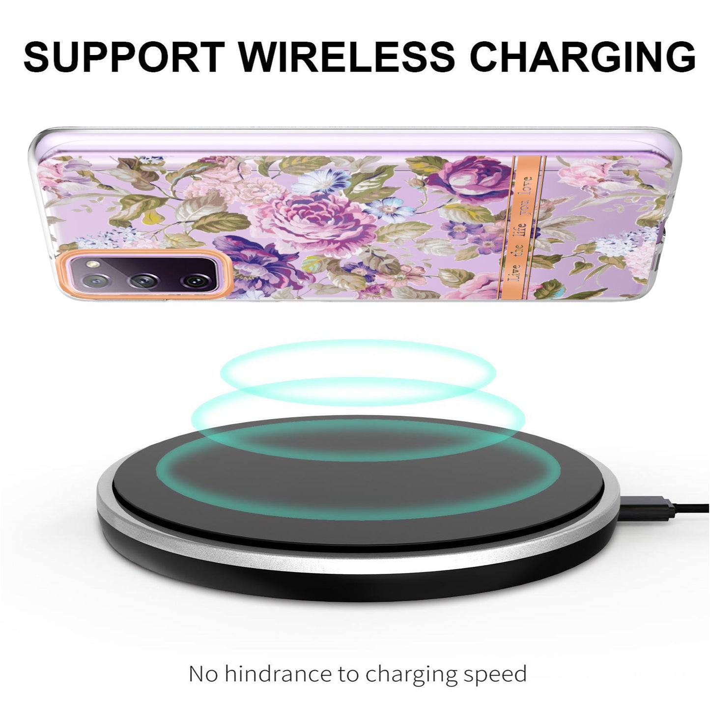 LB5 Series Flower Patterns TPU Phone Case Electroplating IMD IML Ultra Slim Phone Cover for Samsung Galaxy S20 FE 2022/S20 FE/S20 FE 5G/S20 Fan Edition/S20 Fan Edition 5G/S20 Lite - HC006 Purple Peony