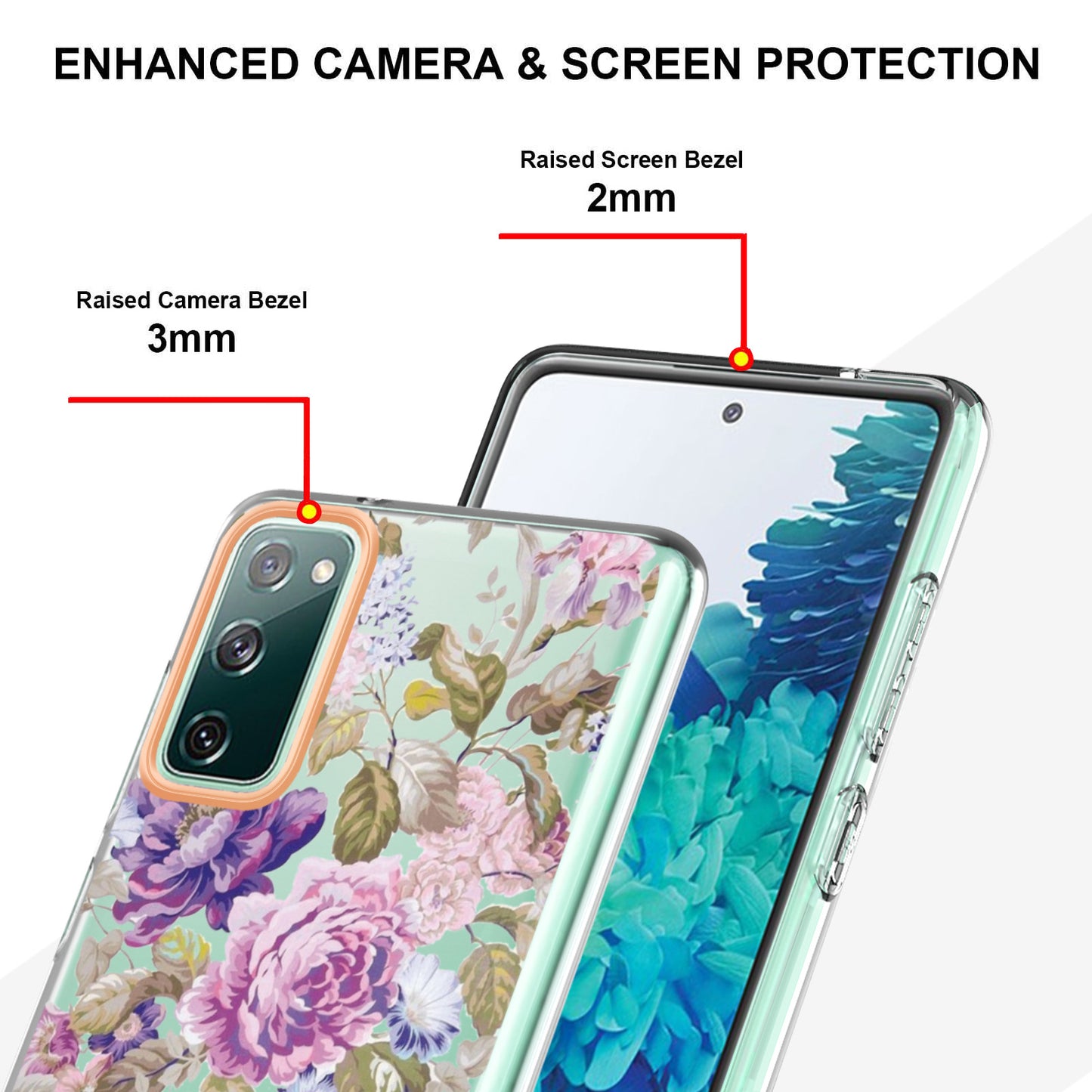 LB5 Series Flower Patterns TPU Phone Case Electroplating IMD IML Ultra Slim Phone Cover for Samsung Galaxy S20 FE 2022/S20 FE/S20 FE 5G/S20 Fan Edition/S20 Fan Edition 5G/S20 Lite - HC006 Purple Peony