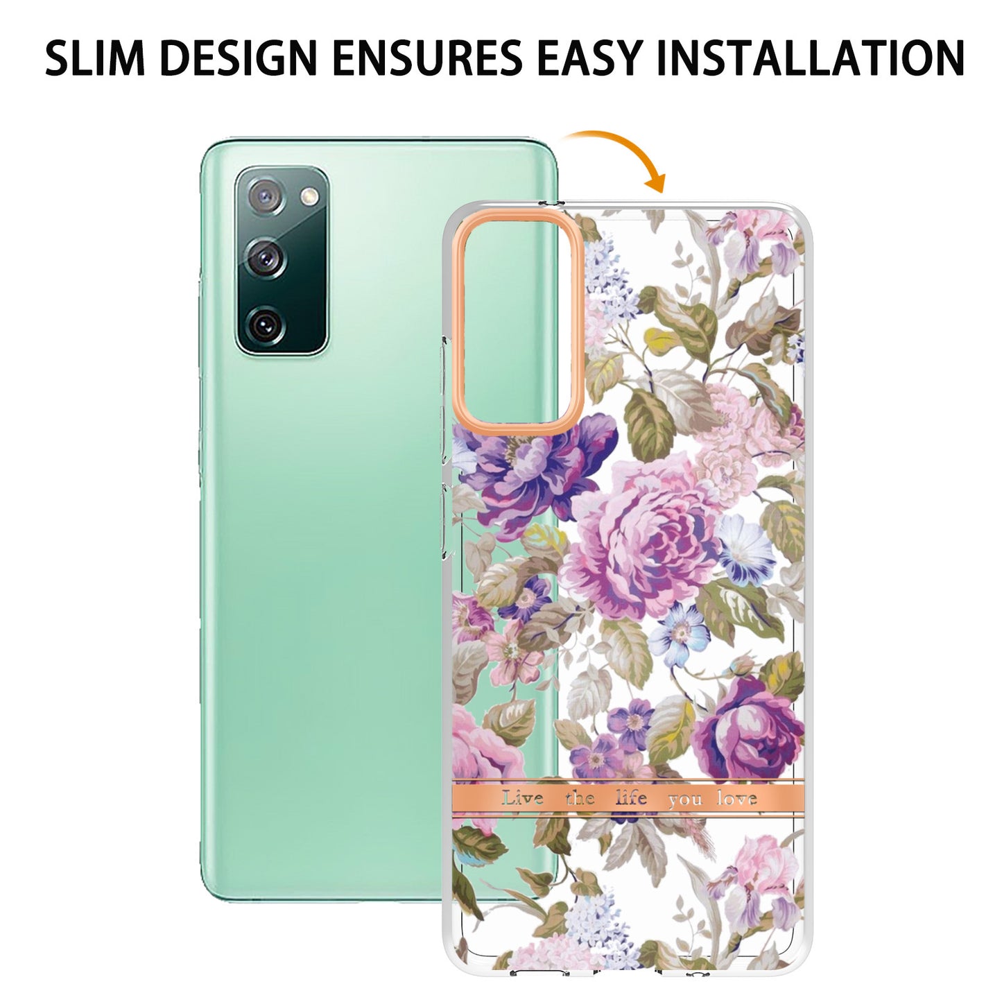 LB5 Series Flower Patterns TPU Phone Case Electroplating IMD IML Ultra Slim Phone Cover for Samsung Galaxy S20 FE 2022/S20 FE/S20 FE 5G/S20 Fan Edition/S20 Fan Edition 5G/S20 Lite - HC006 Purple Peony