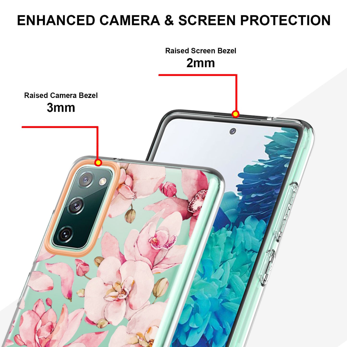 LB5 Series Flower Patterns TPU Phone Case Electroplating IMD IML Ultra Slim Phone Cover for Samsung Galaxy S20 FE 2022/S20 FE/S20 FE 5G/S20 Fan Edition/S20 Fan Edition 5G/S20 Lite - HC005 Pink Gardenia