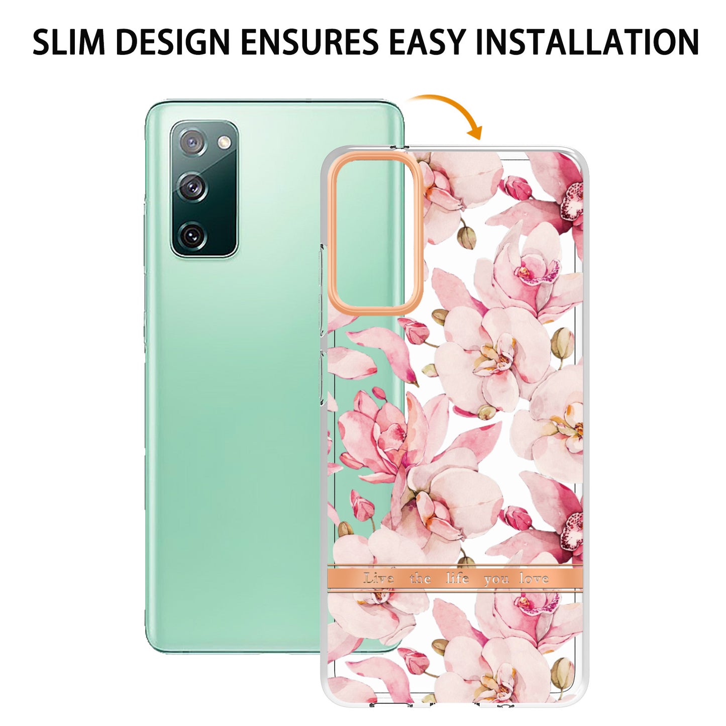 LB5 Series Flower Patterns TPU Phone Case Electroplating IMD IML Ultra Slim Phone Cover for Samsung Galaxy S20 FE 2022/S20 FE/S20 FE 5G/S20 Fan Edition/S20 Fan Edition 5G/S20 Lite - HC005 Pink Gardenia