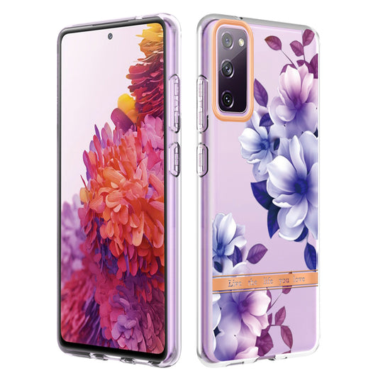 LB5 Series Flower Patterns TPU Phone Case Electroplating IMD IML Ultra Slim Phone Cover for Samsung Galaxy S20 FE 2022/S20 FE/S20 FE 5G/S20 Fan Edition/S20 Fan Edition 5G/S20 Lite - HC004 Purple Begonia