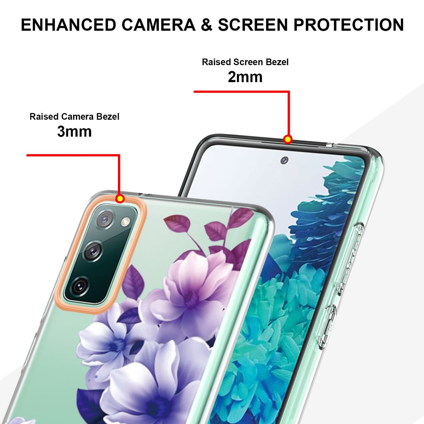 LB5 Series Flower Patterns TPU Phone Case Electroplating IMD IML Ultra Slim Phone Cover for Samsung Galaxy S20 FE 2022/S20 FE/S20 FE 5G/S20 Fan Edition/S20 Fan Edition 5G/S20 Lite - HC004 Purple Begonia