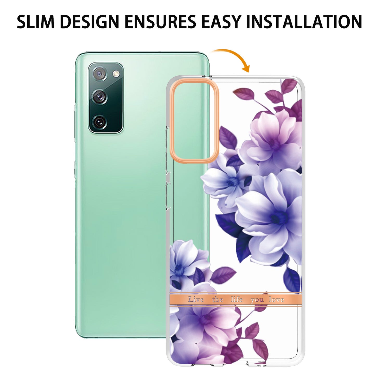 LB5 Series Flower Patterns TPU Phone Case Electroplating IMD IML Ultra Slim Phone Cover for Samsung Galaxy S20 FE 2022/S20 FE/S20 FE 5G/S20 Fan Edition/S20 Fan Edition 5G/S20 Lite - HC004 Purple Begonia
