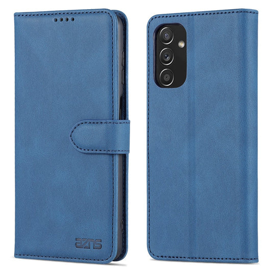 AZNS PU Leather Wallet Stand Full Protection Anti-fall Phone Case Cover for Samsung Galaxy M52 5G - Blue